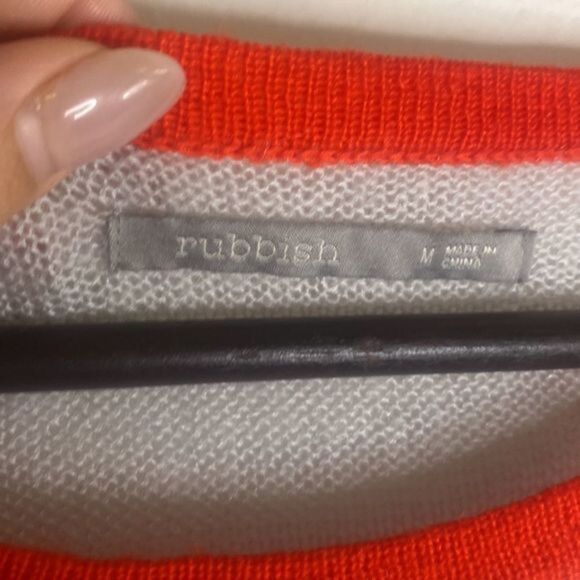 NWOT Rubbish J. Rotten Grey Red Acrylic Crewneck Pullover Unisex Sweater - Picture 5 of 10